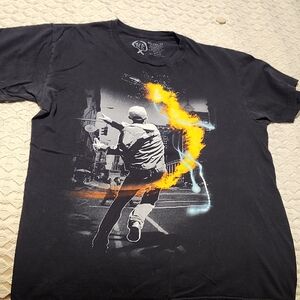 Men's Graphic T-Shirt - Black with Orange Accents
